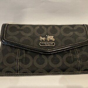 Coach wallet, black with lavender lining